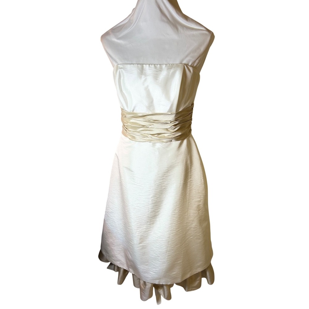 MTA Solano Ivory Toffee Strapless Party Cocktail Dress Formal SZ S Wedding dress
